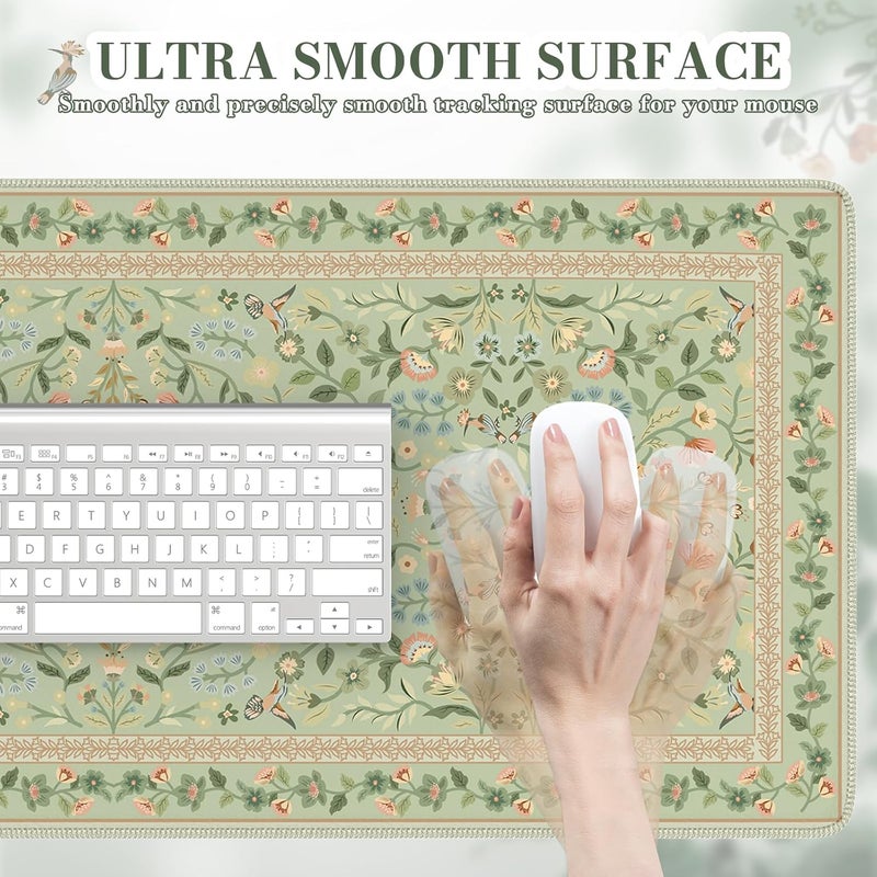 iCasso Desk Mat for Keyboard and Mouse, Large Mouse Pad, Desk Pad Mat, Anti-Slip Big Mousepad with Stitched Edges for Computer Desktop(Light Green) - Image 3
